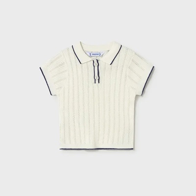 MAYORAL Поло тениска къс ръкав трокотаж в Мръсно бял цвят за бебе момиче Mayoral