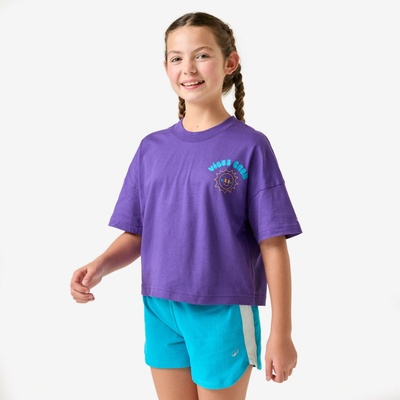 Decathlon dievčenské oversize tričko tmavofialové