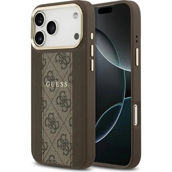 GUESS Калъф Guess 4G Stripe MagSafe за iPhone 17 Pro Max - кафяв