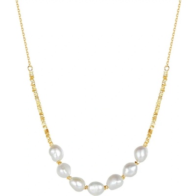 Majya Stříbrný řetízek s perlami pozlacený 11661