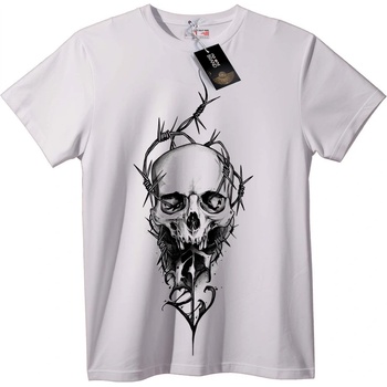 NOONEBRAND Тениска с череп и бодлива тел - XL, White