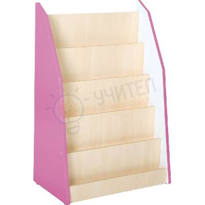 Едностранна библиотека Quadro, бяла / кленово-розова
