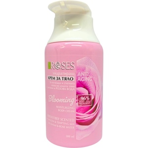  Natura of agiva roses крем за тяло, Хидратиращ, Помпа, 300мл, Розова вода