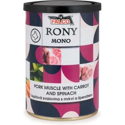 Rony Mono s bravčovou svalovinou s mrkvou a špenátom 6 x 400 g