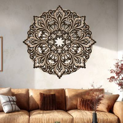 dřevo života 4 vrstvá mandala SEBEDŮVĚRU Zvolte rozměr šxv (cm): 40x40, Zvolte barvu dekoru: Dub Sonoma-Wenge