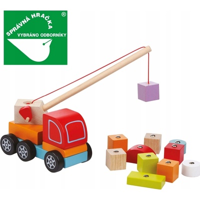 Cubika - Drevený žeriav s kockami na magnet