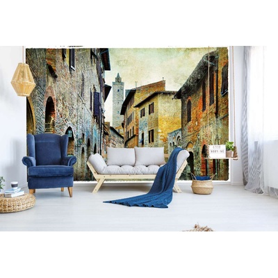 DIMEX ART Самозалепваща се флизелинова фототапета средновековна улица в тоскана 375 x 250 см