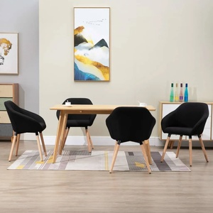 vidaXL Трапезни столове, 4 бр, черни, плат (278413)