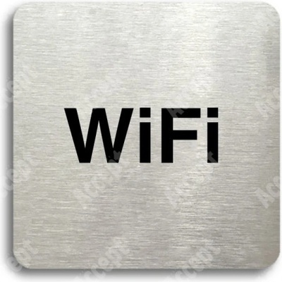 ACCEPT Piktogram WiFi - stříbrná tabulka - černý tisk bez rámečku