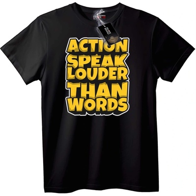 NOONEBRAND Тениска Действията говорят по-силно от думите - 2XL, Black