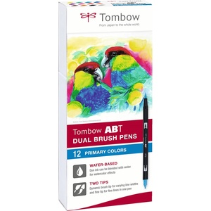 Tombow Томбоу Маркер abt Двуцветна Четка 12p-1 Базисен (12) (abt-12p-1)