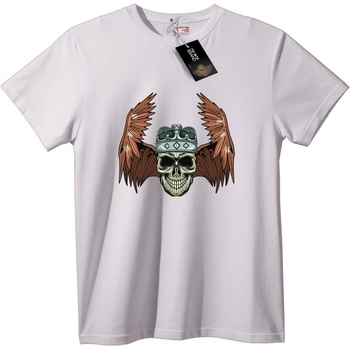 NOONEBRAND Тениска Череп с Корона и Крила - 2XL, White