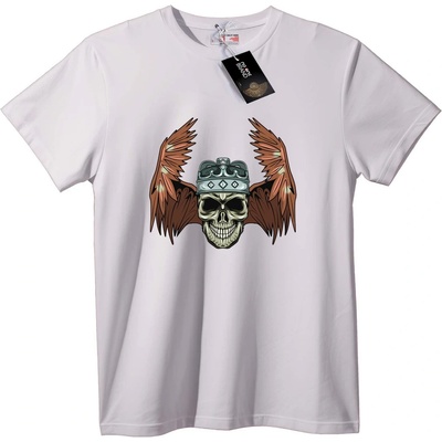 NOONEBRAND Тениска Череп с Корона и Крила - 2XL, White