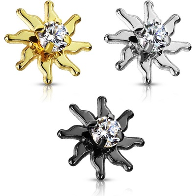 Šperky eshop ocelová náhradní hlavička do implantátu hvězda čiré zirkony rhodiovaná M18.32 stříbrná