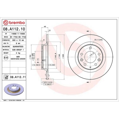 Brzdový kotouč BREMBO 08.A112.11