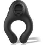 Black & Silver Cock Ring Vibrating & Licking Silicone Rechargeable Black