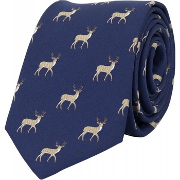Bubibubi kravata s jeleňmi tmavomodrá