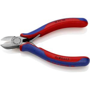 KNIPEX Клещи диагонални резачки, синьо-червена ръкохватка 125мм, с отваряща пружина, Knipex (K7622125)