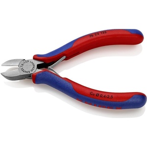 KNIPEX Клещи диагонални резачки, синьо-червена ръкохватка 125мм, с отваряща пружина, Knipex (K7622125)