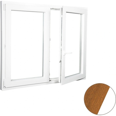 Aluplast Plastové okno dvoukřídlé zlatý dub/bílé 1800 x 1000 mm Pravé, Dvojsklo Ug= 1,1
