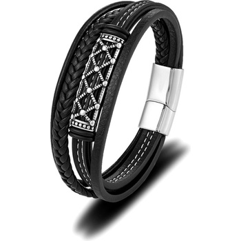 Daniel Dawson Pánský náramek Frederik chirurgická ocel kůže NR2054/19 Černá