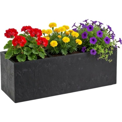 HowHomely Květináč na kolečkách BETONIQUE 90x30 cm černý beton