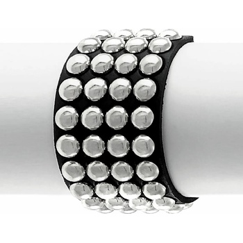 Image 1 of Leather & steel fashion Гривна black snake round rivets 4 rows - lsf1 91