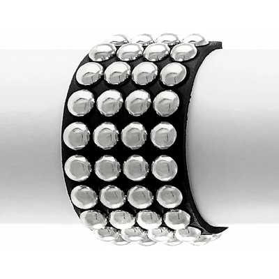 Leather & steel fashion Гривна black snake round rivets 4 rows - lsf1 91