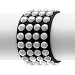 Leather & steel fashion Гривна black snake round rivets 4 rows - lsf1 91