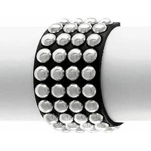 Leather & steel fashion Гривна black snake round rivets 4 rows - lsf1 91