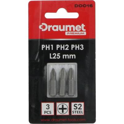 DRAUMET PREMIUM Bity PH1, PH2, PH3 - 3 kusy 25