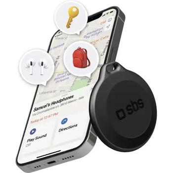 SBS Водоустойчив IP65 локатор SBS Track My Circle, съвместим с Apple Find My - черен (TEFINDBTAPK)
