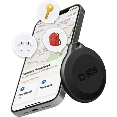 SBS Водоустойчив IP65 локатор SBS Track My Circle, съвместим с Apple Find My - черен (TEFINDBTAPK)
