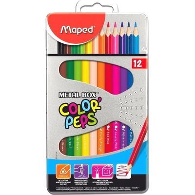 Maped Цветни моливи Мапед maped color'peps 12 цвята в метална кутия