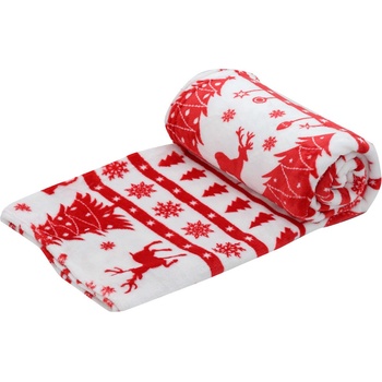 Textilomanie Červeno-bílá vánoční Mikroplyš deka mikrovlákno 150X200 300 g m2