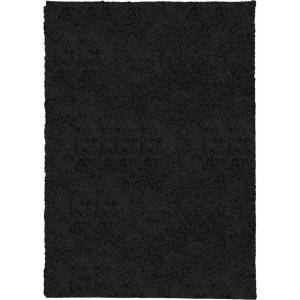  Шаги килим с дълъг косъм, модерен, черен, 200x280 см