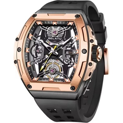 Gelatu Мъжки часовник GELATU Sport Mechanical, Автоматичен, Силиконова каишка, Розово злато (GELATU-6012-ROSEGOLD)