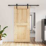 vidaXL Преплъзваща се врата Естествено и черно 90 x 210 cm (3444903)