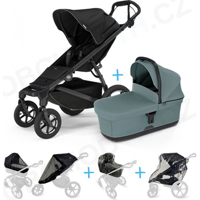Thule Set 5v1 Urban Glide 4-wheel Black 2024 + vanička Mid blue + pláštenky + ochranná sieť