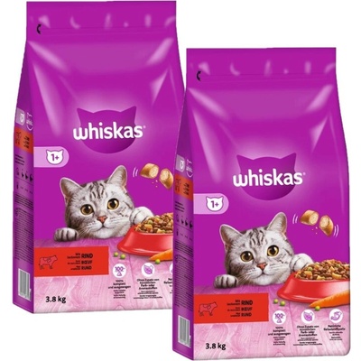 WHISKAS Adult s lahodným hovädzím mäsom 2 x 3,8 kg