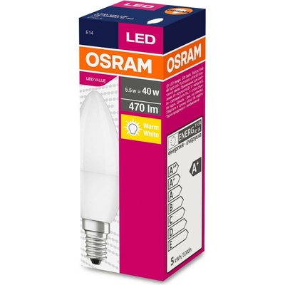 Osram Žiarovka LED FR 040 ean6453 non-dim, 4,9W/827 E14 2700K Value CLASSIC B