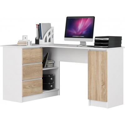 Ak Furniture B-20 rohový bílý / dub sonoma levý