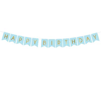 Банер - Happy Birthday светлосин 15 x 175 см