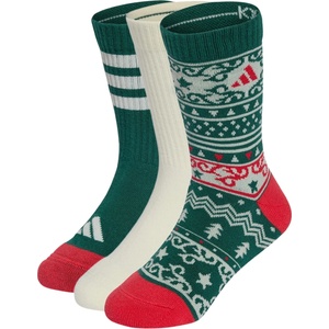 adidas Детски спортни чорапи adidas Little Kid's X-Mas 3PP Socks Sports socks - Collegiate Green / Ivory / Pure Ruby - размер 25-27 (EU) (207-2199-0113)