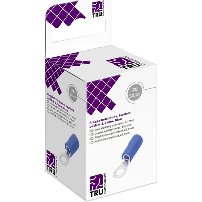 TRU COMPONENTS T2010C287 guľaté káblové oko Prierez=2.5 mm² Ø otvoru=3.2 mm čiastočne izolované modrá 25 ks