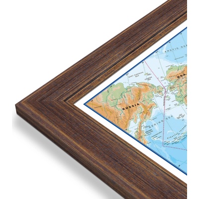 Maps International Svět - nástěnná fyzická mapa 135 x 85 cm Varianta: mapa v dřevěném rámu, Provedení: Volta
