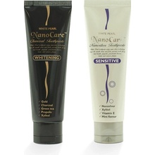 VitalCare CZ s.r.o. Sada zubních past White Pearl NanoCare Black Gold 100 g + Sensitive 100 g