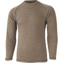 Crawler merino tričko dlouhý rukáv kulatý výstřih pánské Hnědý melír