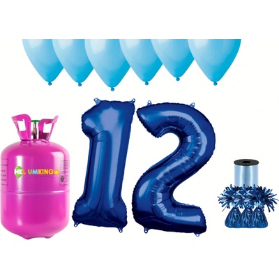 HeliumKing Hélium párty set na 12. narodeniny s modrými balónmi