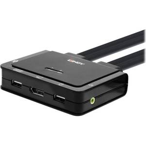 Lindy LINDY 2 портов DisplayPort 1.2, USB-C кабел KVM суич (42346)